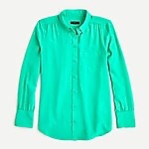 NWT J.Crew Button-down Shirt in Reimagined Silk, vintage Kelly green, Sz 22